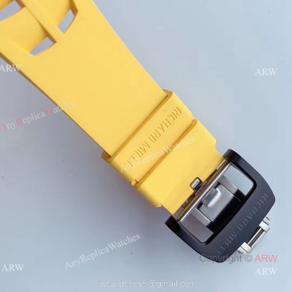 KV Factory V2 Upgraded Carbon Richard Mille RM011 Yellow Rubber Band Replica Watches For Sale 6