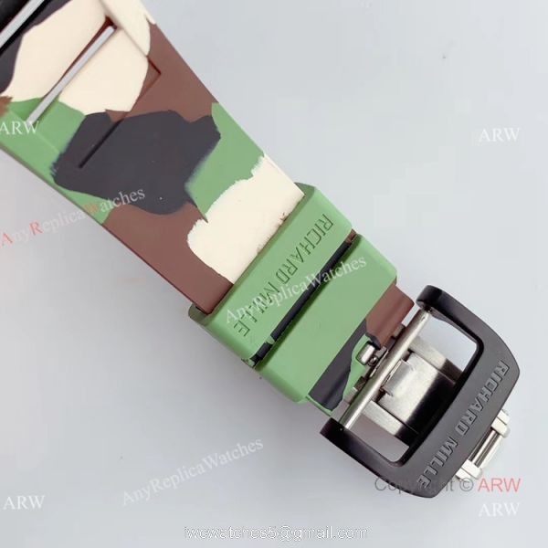 KV Factory V2 Upgraded Replica Richard Mille RM-011 Carbon Watch With Camouflage Richard Mille Strap 6