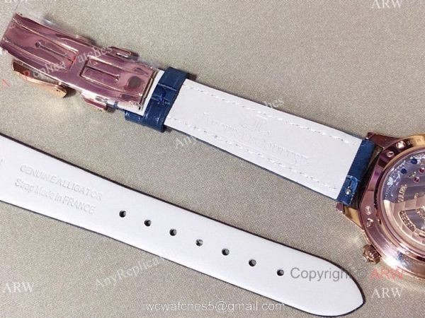New Replica Jaeger-Lecoultre Rendez-Vous Moon Serenity Rose Gold Blue Dial Diamond Watch 36mm 6