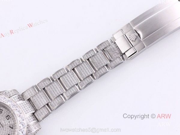 Replica Rolex Submariner 116610 Silver Diamond Iced Out Watch 40mm 6
