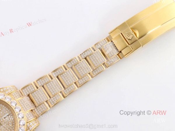 Iced Out Rolex Submariner 116610 All Gold Replica Watches For Men 6