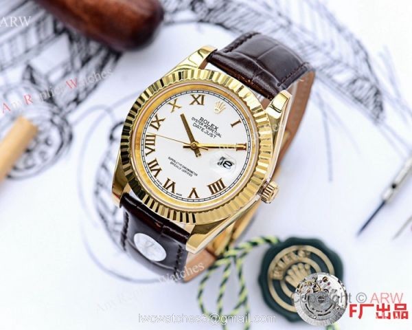 NEW UPGRADED Rolex Datejust II 41mm Men Watches Roman Markers Leather Strap 6