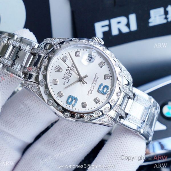 Rolex Lady Masterpiece Replica Watches Blue Dial Stainless Steel 6