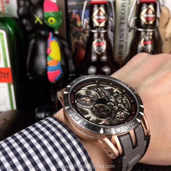 Roger Dubuis Excalibur Spider Rose Gold Plated Titanium Watch AAA Replica 6