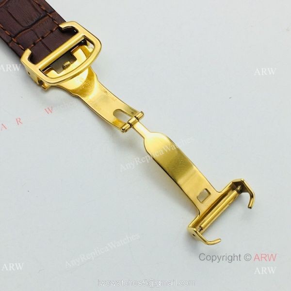 (EGF) New Ronde De Cartier Watch 904L Yellow Gold Diamond Bezel For Men 40mm 6