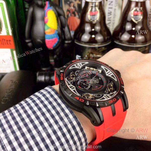 Copy Roger Dubuis Excalibur Quatuor All Black Automatic Watches 6