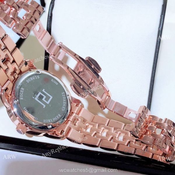 Copy Roger Dubuis Velvet Quartz Watches Rose Gold Black Dial 6