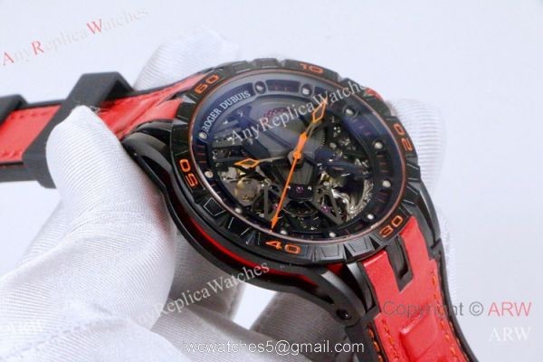 AAA Replica Roger Dubuis Excalibur Aventador S Black and Red Watches 46mm 6