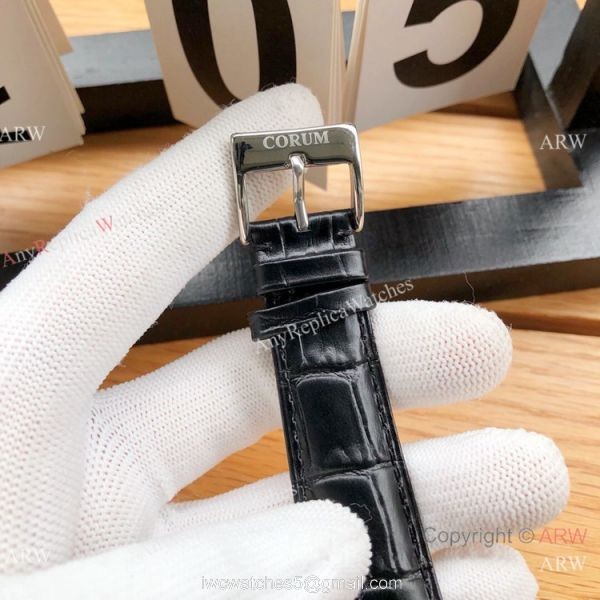 CORUM Bridge Transparent Black Leather Strap Watches 42mm Corum Watch 6