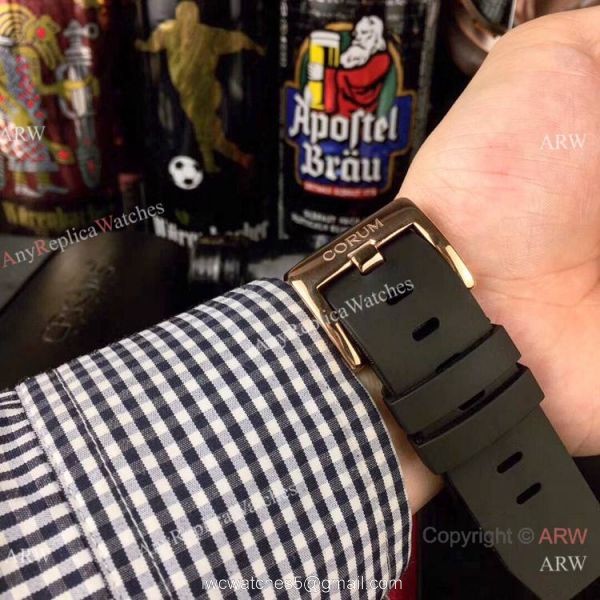 AAA Replica Corum Bubble Skull Watch Rose Gold &8216;Tattoo Rubber Strap 6