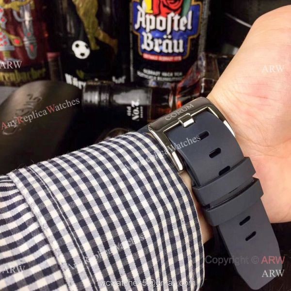 AAA Replica Corum Bubble Skull Watch Stainless Steel Tattoo Blue Dial 6