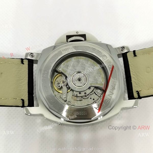 Fake Officine Luminor Power Reserve Watch White Dial Black Leather Band 6