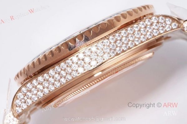Best Replica Rolex GMT Master ii Full Diamond Rose Gold Watch 40mm 6