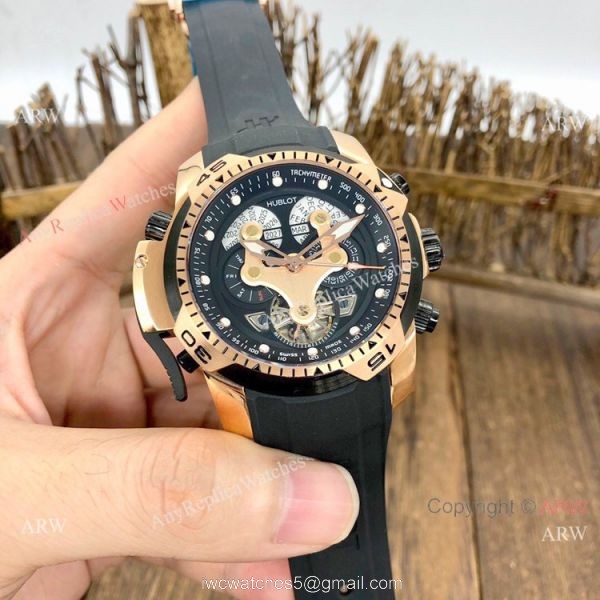 Fake Hublot Geneve Big Bang Perpetual Calendar Men Watch Black Dial Rose Gold 46mm 6