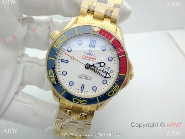 New Copy Omega Commanders 007 James Bond Yellow Gold Men Watch 6