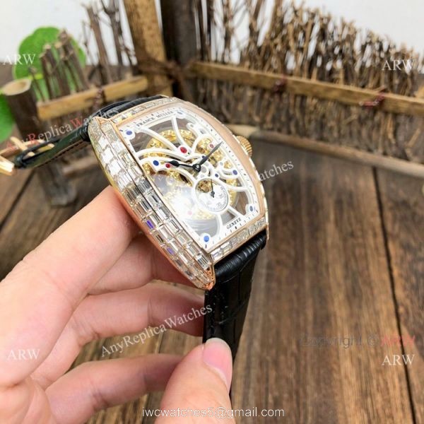 New Copy Franck Muller Cintree Curvex Skeleton Diamond Baguette Watches 6