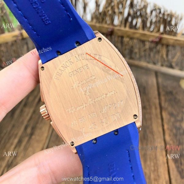 Fake Franck Muller Vanguard Yachting Rose Gold Blue Chronograph Watch 44mm 6