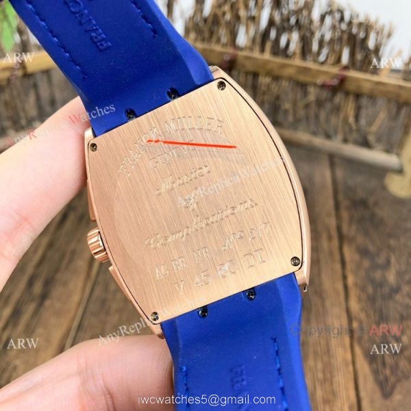 Fake Franck Muller Yachting Chronograph Men Watch Rose Gold and Blue 6
