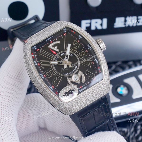 Best Replica Franck Muller Vanguard Yachting v45 Diamond Rose Gold Dial Watches 6