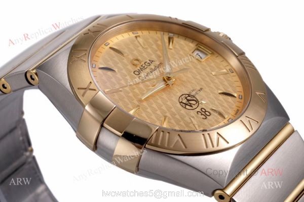 (VS) Swiss Replica Omega Constellation Gold Face Mens Watch New Dial 6