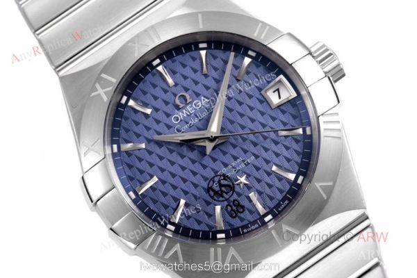 New vsf Watches Swiss Omega Constellation Blue Dial Stainless Steel Replica Watches 6