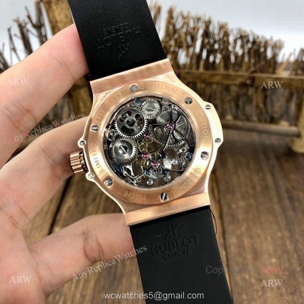 1:1 Quality Replica Hublot Tourbillon Skeleton Rose Gold Rainbow Watch 6