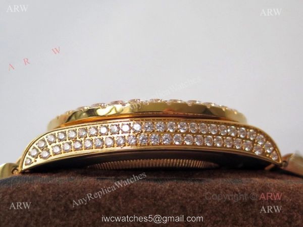 Best Replica Rolex Day-Date 40 Yellow Gold Full Diamond Watch 6
