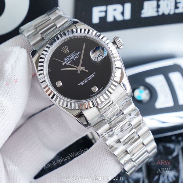 Swiss Copy Rolex Datejust 36 Black Face Mens Watch 6