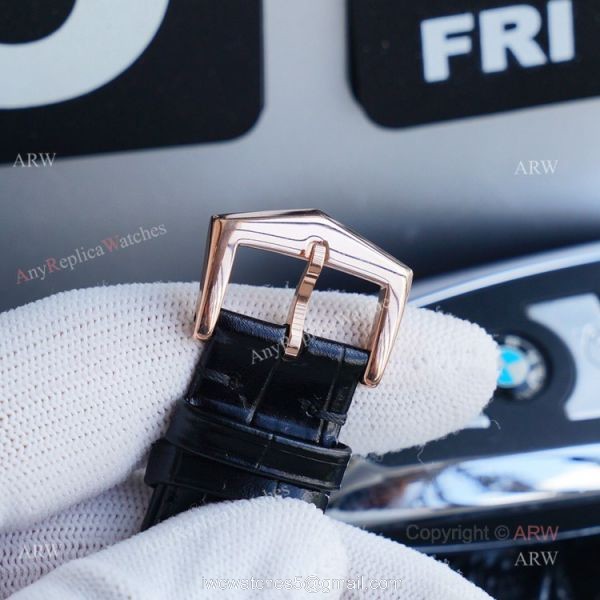 New Patek Philippe Geneve Copy Watches White Dial Black Leather Strap 6