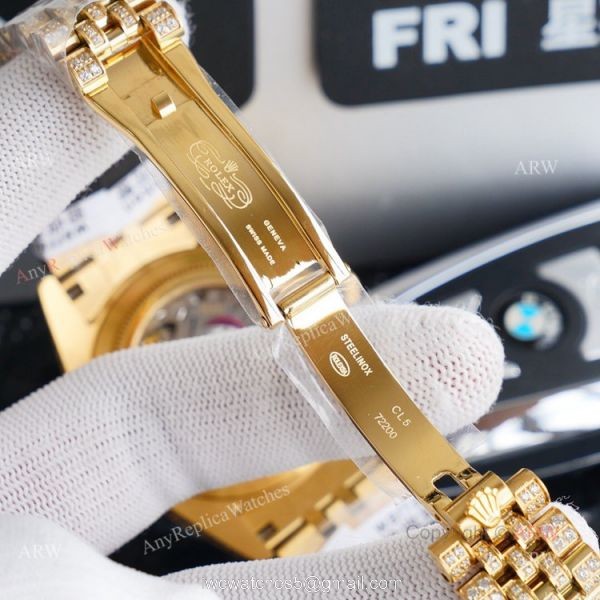 Gold Rolex Oyster Perpetual Datejust With Diamonds 41mm Replica Watch 6
