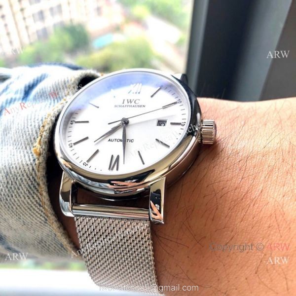 New IWC Portofino Stianless Steel White Face Watch Men 6