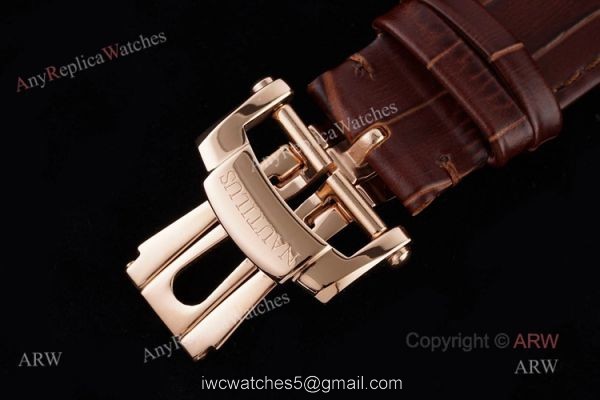 New Patek Philippe Nautilus Rose Gold And Silver Blue Dial Chronograph Swiss Replica Watches 6