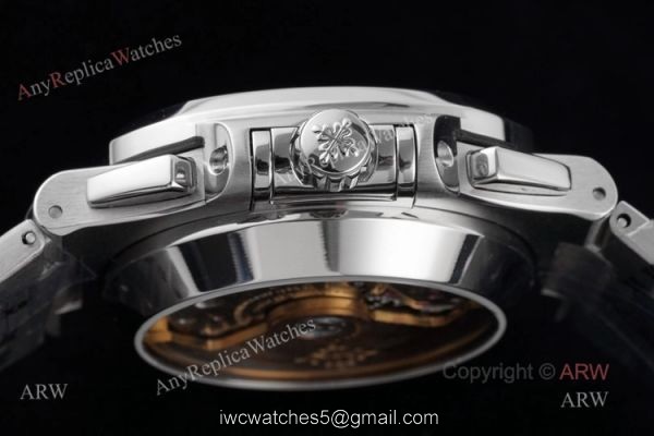 New Swiss Replica Patek Philippe Nautilus Silver Case White Dial Chronograph Watch 6