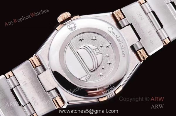 GF Factory Swiss Replica Omega Constellation Two Tone Rose Gold Diamond Watch With Black Aventurine Dial 6