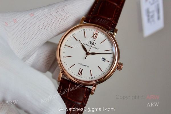 Best Replica IWC Schaffhausen Portofino White Dial Rose Gold Automatic Watch 6
