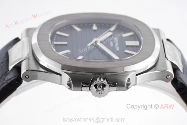 Swiss Replica Patek Philippe Nautilus Dark Blue Dial Silver Case Automatic Watch 6