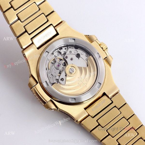 Iced Out Patek Philippe 5719 Patek Philippe Nautilus Bust Down All Gold Watch Replica 6