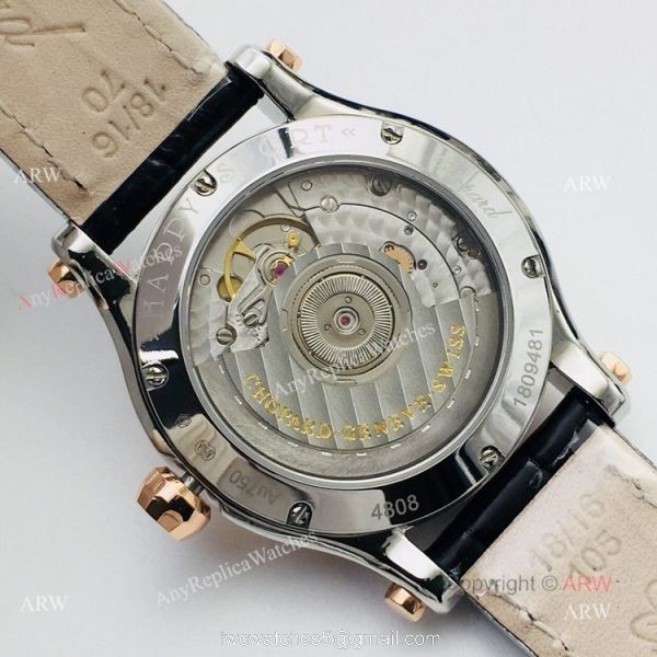 Swiss Replica Chopard Happy Sport 36mm Rose Gold Diamond Ladies Watch 6
