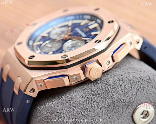 New Copy Audemars Piguet Royal Oak Chronograph Watches Rose Gold and Blue 6