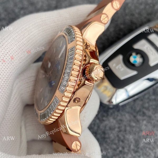 Best Replica Ulysse Nardin Automatic Watches Chocolate Dial Diamond Bezel 6