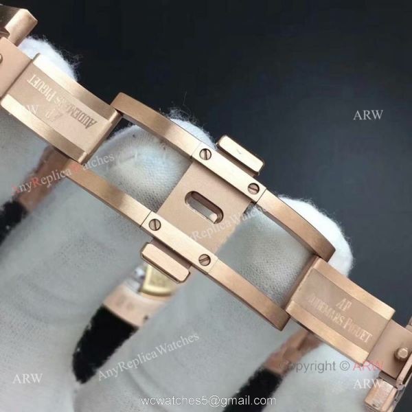 BF Swiss Replica Audemars Piguet Royal Oak Rose Gold Black Dial AP 15400 Watch 6