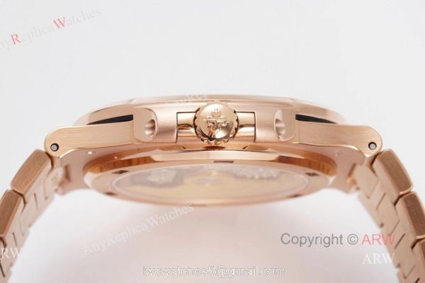 (PPF) V4 Version Swiss Replica Rose Gold Patek Philippe Nautilus Diamond Watches With Gray Dial 6
