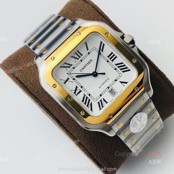 1:1 Copy Cartier Santos Silver Gold Best Replica Watches with SmartLink QuickSwitch Band 6