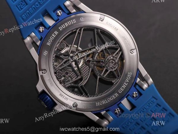 Swiss Replica Roger Dubuis Excalibur Blue Skeleton Watch For Men 6