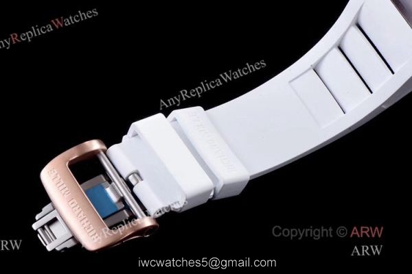 KV Factory AAA Replica Richard Mille RM011 Ceramic Chronograph Watch With White Rubber Band 6