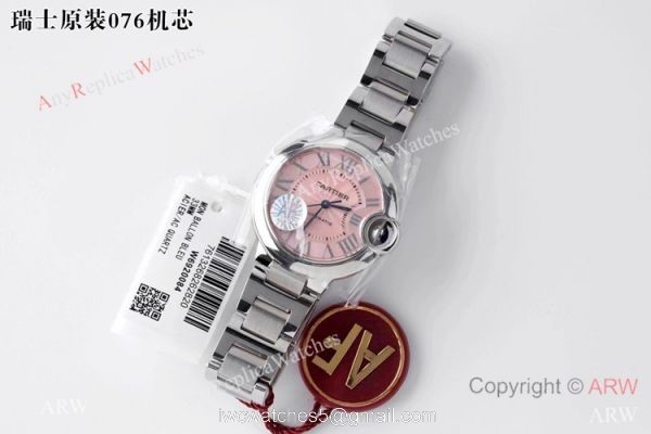 AF 1:1 Best Edition Cartier Ballon Bleu 33mm Watch Pink Dial 6