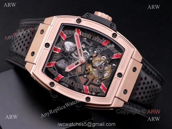 Best Replica Hulot Masterpiece Rose Gold Tourbillon Skeleton Watch Hand-Winding Movement 6