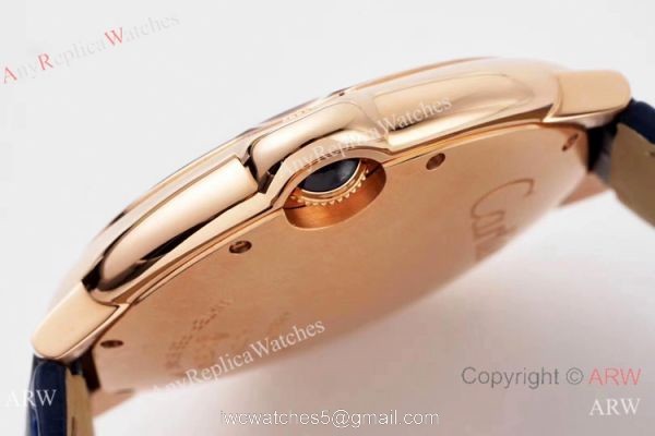 Swiss AAA Copy Cartier Ballon Bleu 42mm Automatic Watch Rose Gold Blue Dial 6
