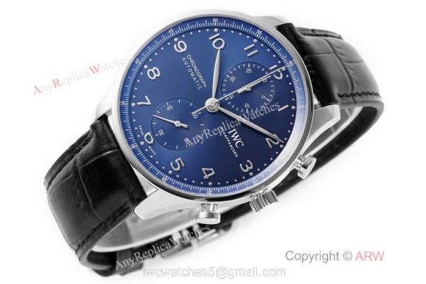 New! Swiss Replica IWC Schaffhausen Portugieser Chronograph Watch Blue Dial 6