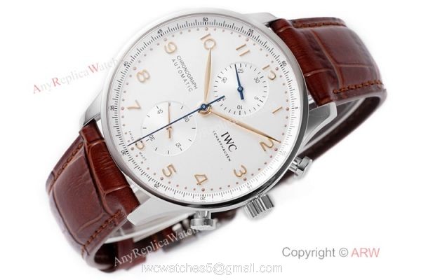 New! Swiss Copy IWC Schaffhausen Portugieser Watch White Chronograph Dial 6